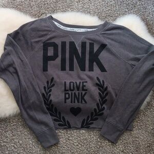 Victoria's secret Pink gray cropped sweatshirt in a size Medium